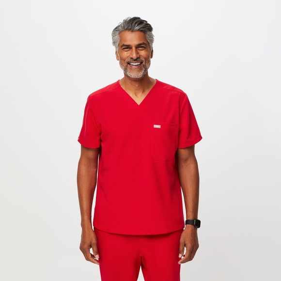 Mens Figs Scrubs - Pop Red - Picture 1 of 9